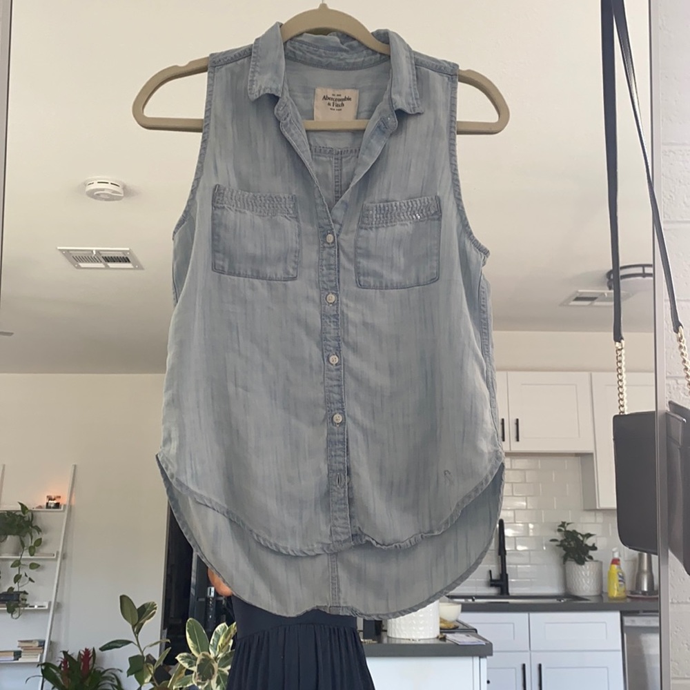 A & F muscle button up shirt.